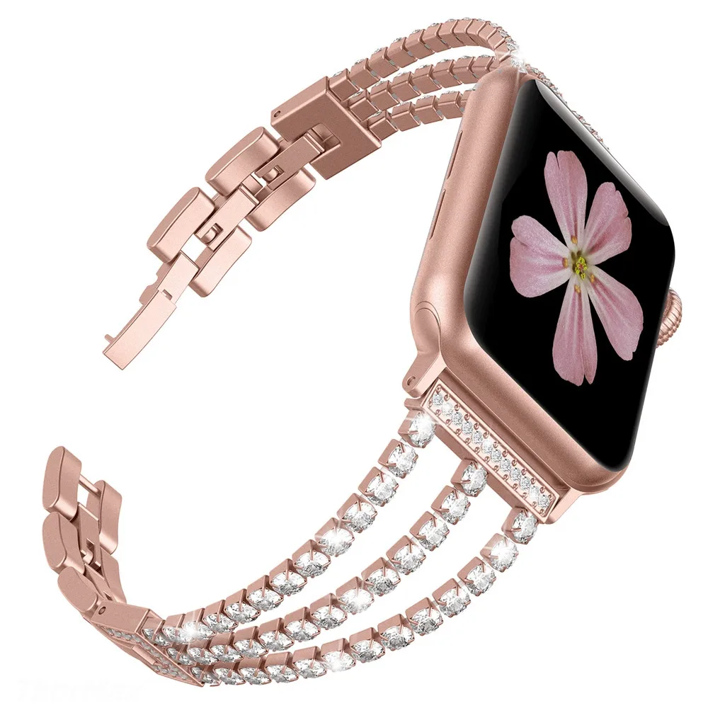 

for Apple Watch Bands 38mm 40mm Women Bracelet Replacement for iWatch Band Diamond Watch Band Series 4/3/2 rose gold Stainless