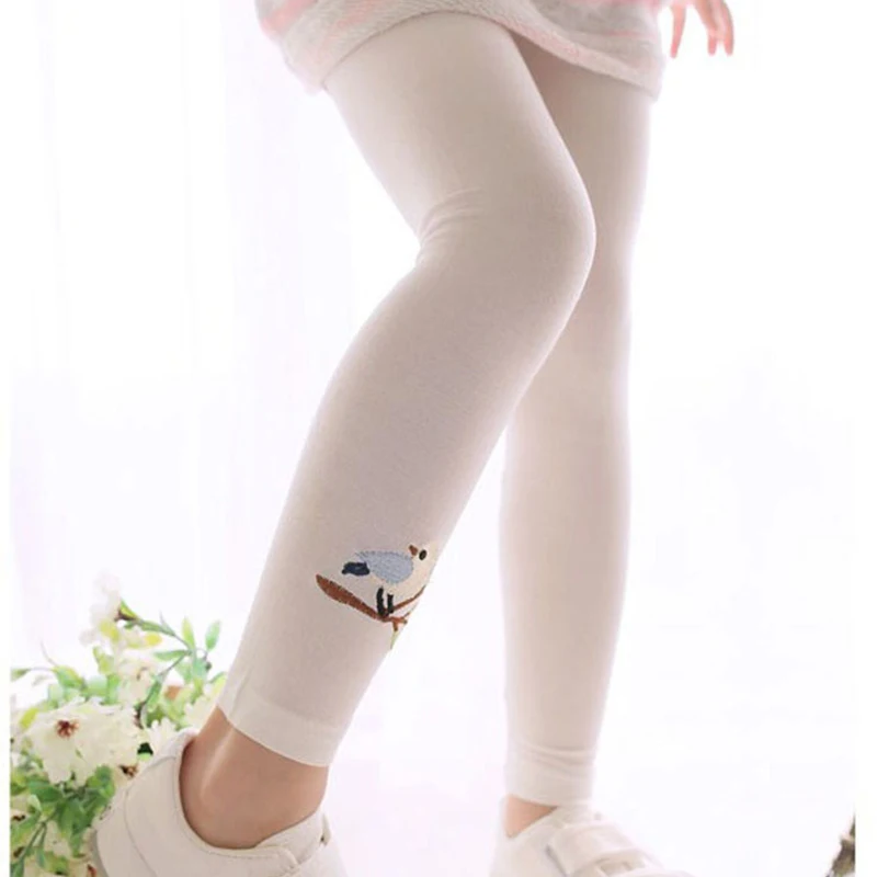 

Child 1 to 6 Years Baby Girls Leggings For Children Embroidered Bird Casual Pencil Pants Cute Toddler Skinny Trousers Teenage