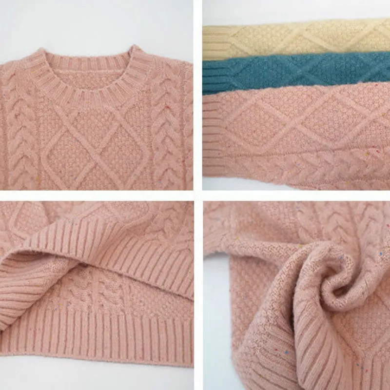 

Women Pullover Simple Solid Loose All-match Knitted Sweater Female Korean Style Sweet Elegant Tender Casual Chic Soft Streetwear