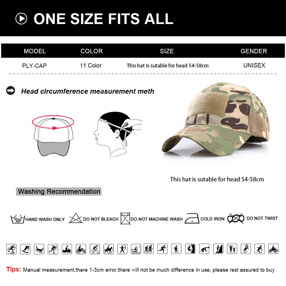 

Multicam Camouflage Baseball Cap Adjustable Trucker Hat Tactical Military Army Airsoft Hunting Snapback Visor Sun Hat Men Women