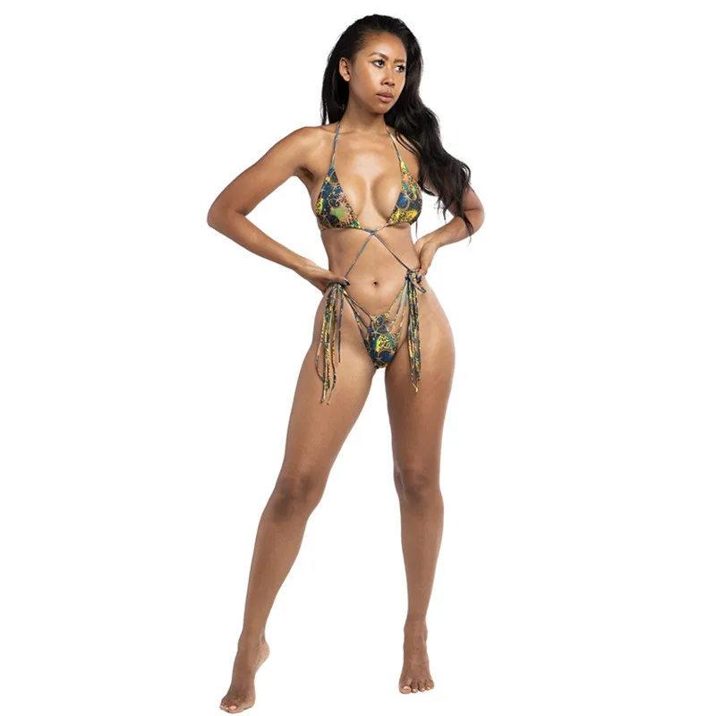 

2021 New Sexy Bikini Swimsuit Women 2 Piece Set V Waist String Micro Swimwear Neon Green Viquinis Mujer Bathing Brazil Swimming