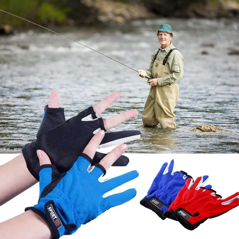 

1 Pair ANTI-SLIP 3 Low Fingers Fishing Gloves Clothing Skidproof Durable