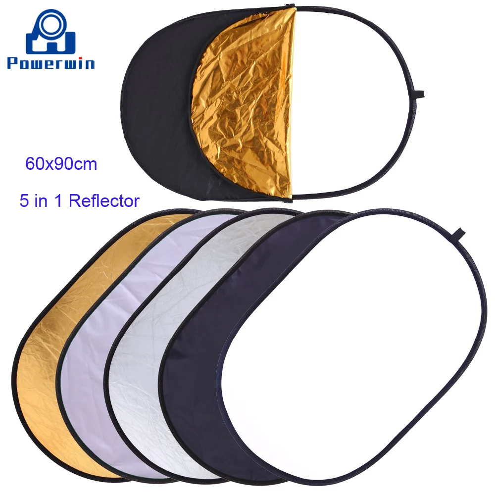Powerwin 5 в 1 овальный отражатель 60x90 см складной диск для DSLR камеры вспышка студийный
