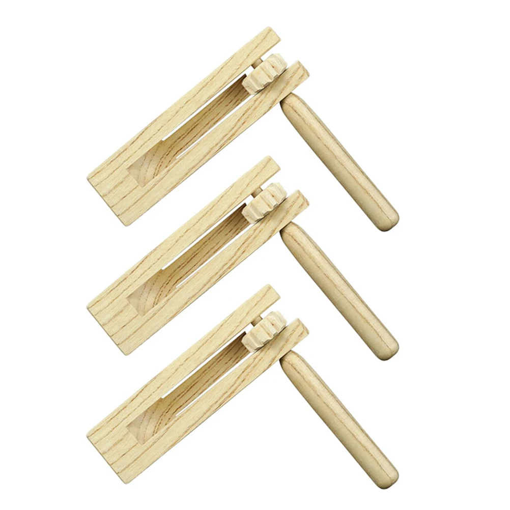 

3pcs Unpainted Wooden Orff Musical Instruments Toddler Hand Percussion Toy Ratchet Noise Makers Clacker Gift Xmas Birthday Favor