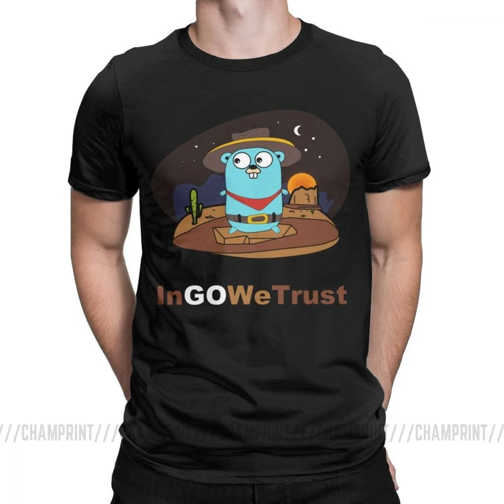 Черный Golang Мужская футболка Gopher In Go мы доверяем программисту Программирование футболка кодер кодирование одежда разработчик забавная футболка - Цвет: Черный