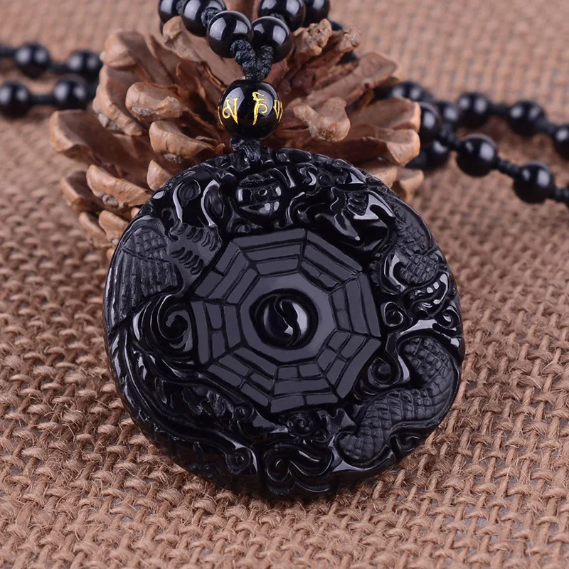 Амулеты и талисманы натуральный черный обсидиан ожерелья кулоны резные