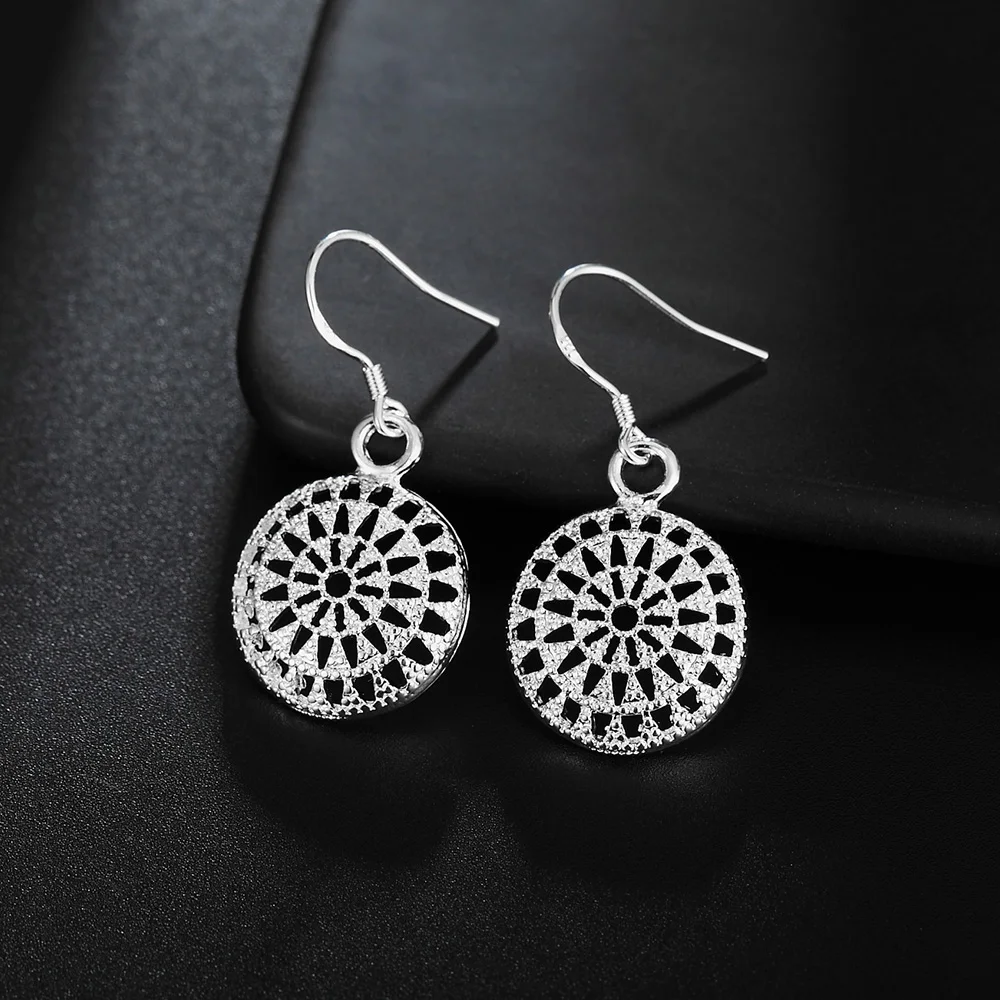 

New fashion 925 Sterling Silver Earrings temperament Women Retro Round shape earrings Christmas Gifts Street all-match Jewelry