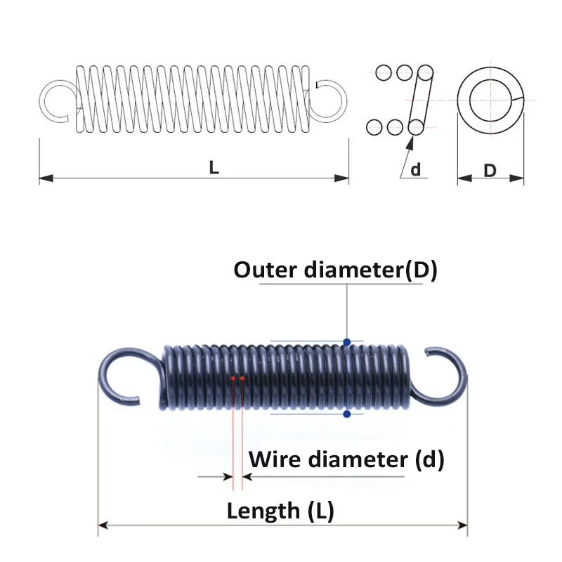 Удлинительные пружины с концами крючков стальная пружина для удлинения провода