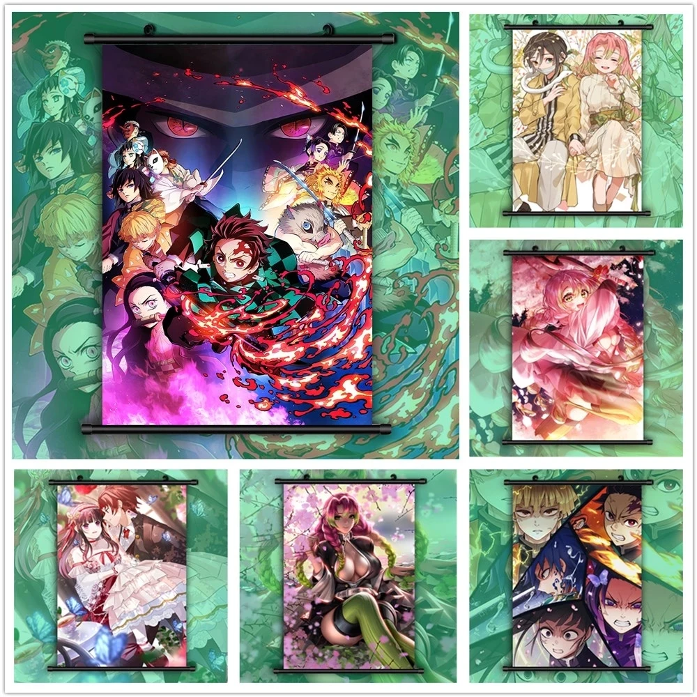 

Hang Painting Obanai Wall Art Demon Slayer Picture Tanjirou Plastic Scroll Print Kanawo Canvas Poster Home Decor For Living Room