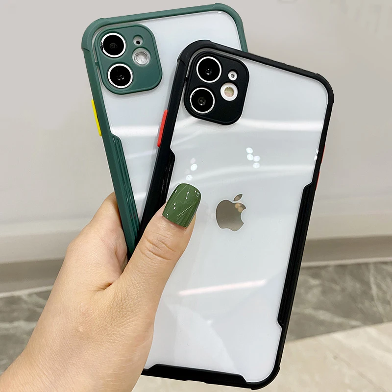 Luxury Airbag Shockproof Clear Case For iPhone 13 12 11 Pro Max Mini iPhone X XS XR 7 8 Plus SE 2020 Transparent Silicone Cover