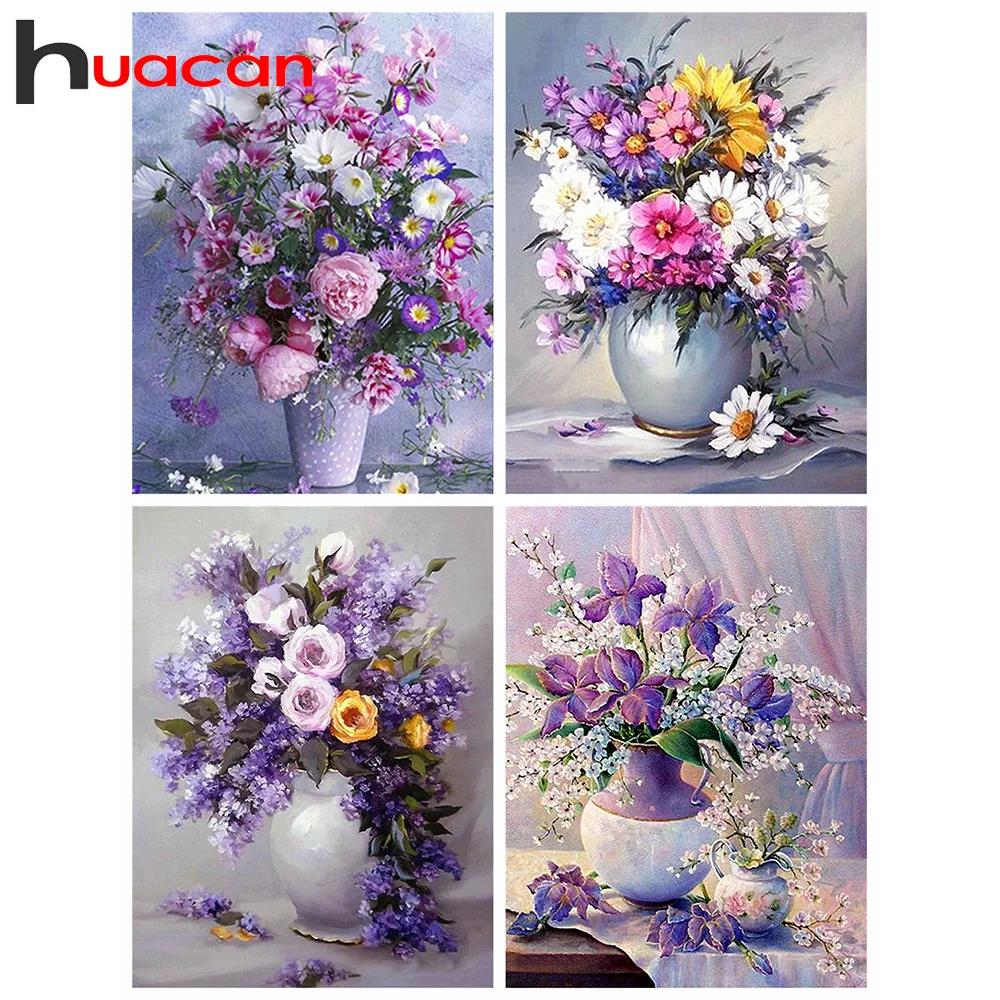 

Huacan 5D Diamond Painting Square Rhinestones Flower Diamond Embroidery Mosaic Rose Rhinestone Pictures