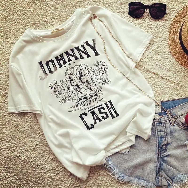 Богемный Вдохновленный кантри роуд Футболка женская белая хлопковая с графикой