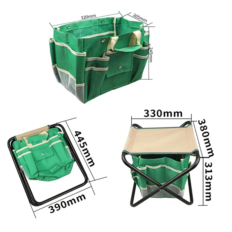 

066E High Quality Folding Gardening Stool Carbon Steel + Oxford Cloth Garden Tools Carrier /Digging Gardening Gifts Set