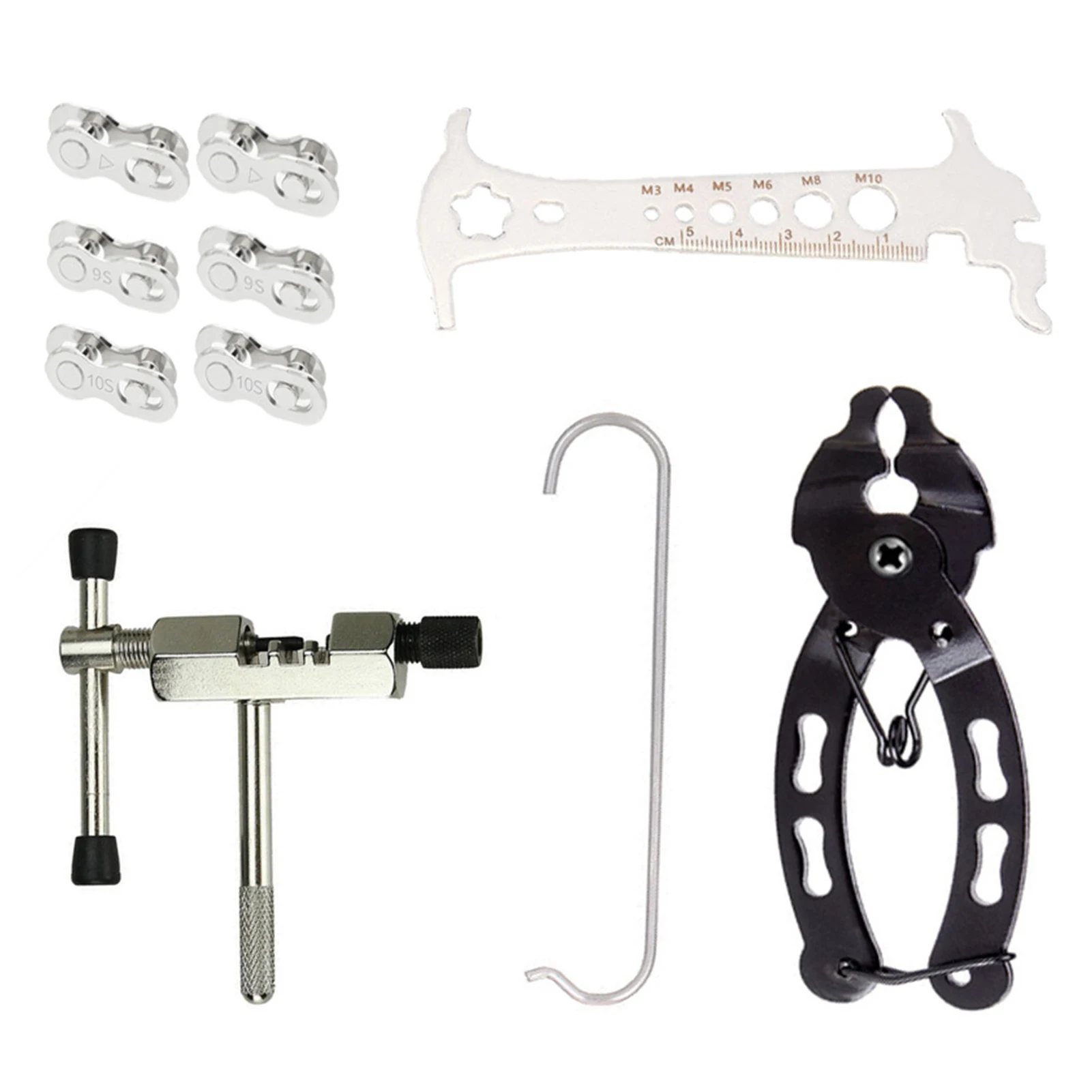 

Набор инструментов для ремонта велосипеда, мини-цепь для велосипеда, быстрое звено с крючком, для горных и дорожных велосипедов, детали, пло...