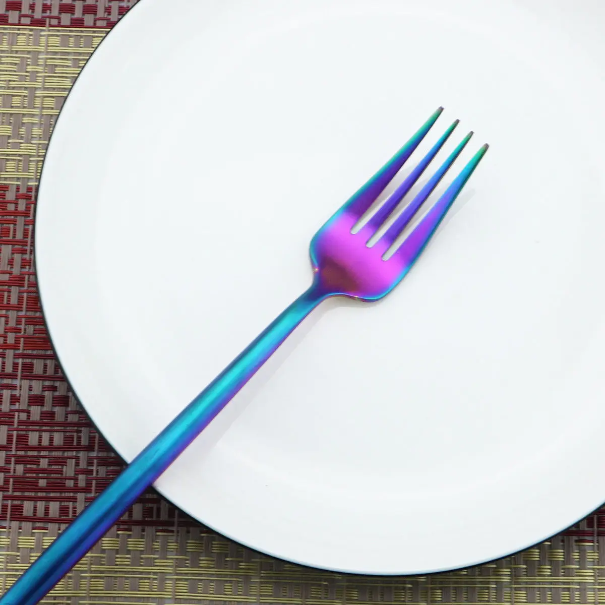 4/5/6Pcs Rainbow Tableware Stainless Steel Cutlery Set Dinner Knife Cake Fork Teaspoon Dinnerware Kitchen Accessories | Дом и сад