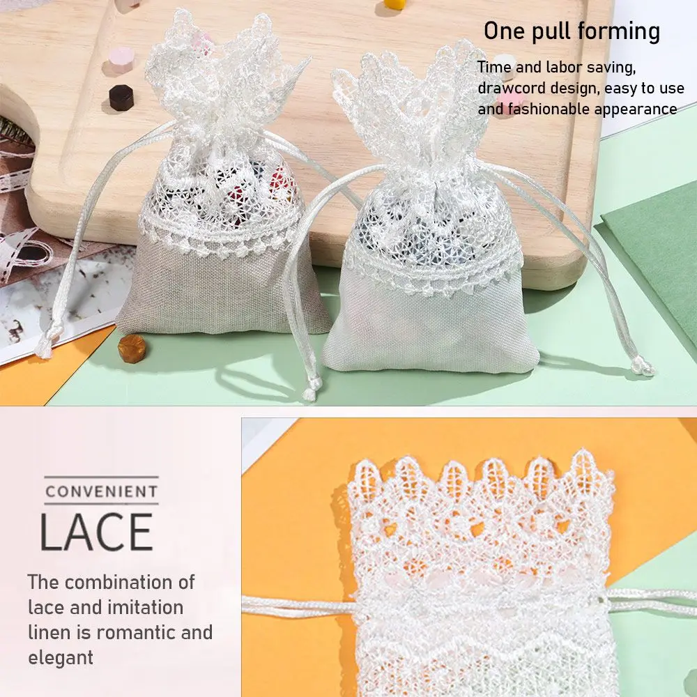 

Decor Party Supplies Craft Packages Gift Bag Lace Drawstring Bunch Pocket Candy Pouches Drawstring Pouch Lace Cloth Bag