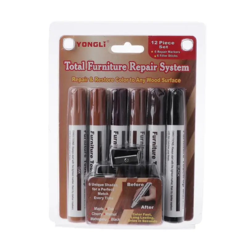 H7JB Wood Repair System Kit Filler Sticks Touch Up Marker Floor Furniture Scratch Fix