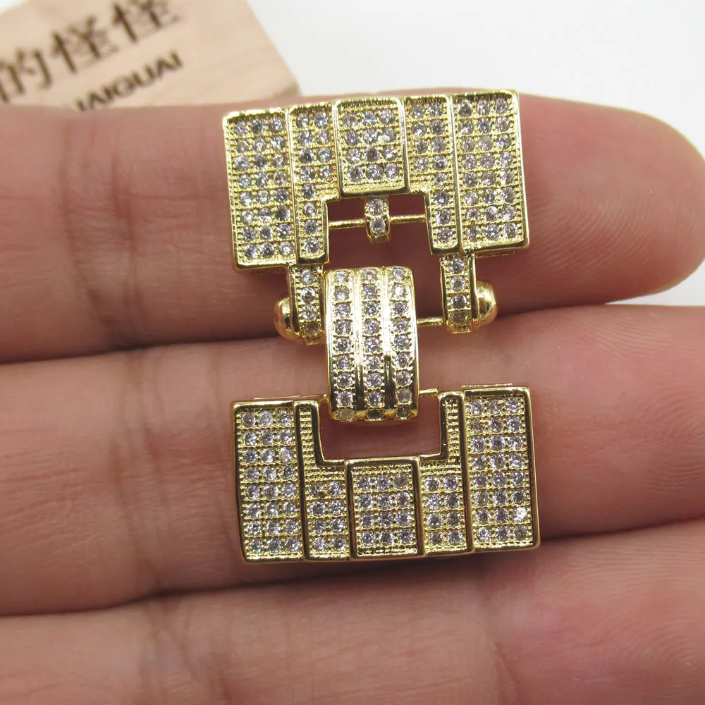 

APDGG 20x32mm Gold plated Cubic Zircon CZ Micro Pave Clasp Pendant Necklace Bracelet Jewelry Making DIY
