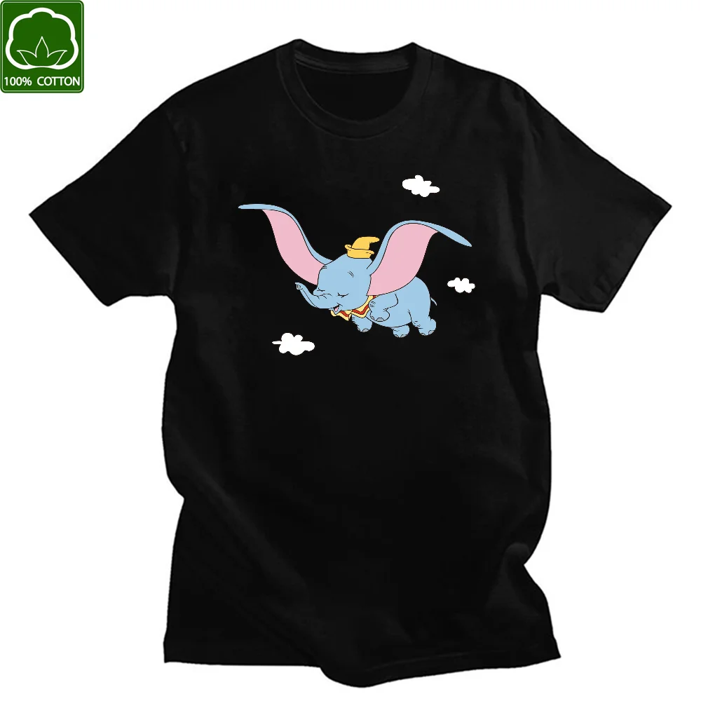 Camiseta Unisex de elefante azul de dibujos animados, Camiseta de algodón de manga corta, Camiseta con estampado de Hip Hop para mujer, Tops informales con estampado Harajuku 2021
