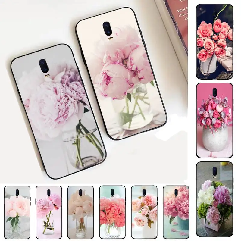 

FHNBLJ Pink Flower Peony On The Vase Phone Case for Vivo Y91C Y11 17 19 17 67 81 Oppo A9 2020 Realme c3