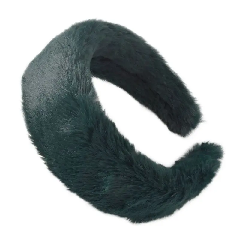 

Minimalist Retro Thick Sponge Padded Headband Winter Fluffy Plush Wide Hair Hoop