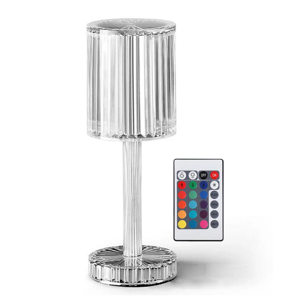 

LED Crystal Projection Table Lamp USB Charging Touch Remote Control Stepless Dimmable RGB 16 Colors Acrylic Diamond Night Light