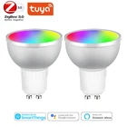 Умная Светодиодная лампа Tuya Gu10 Zigbee 3,0 RGBCW, 5 Вт, с регулировкой яркости, совместима с Alexa Echo