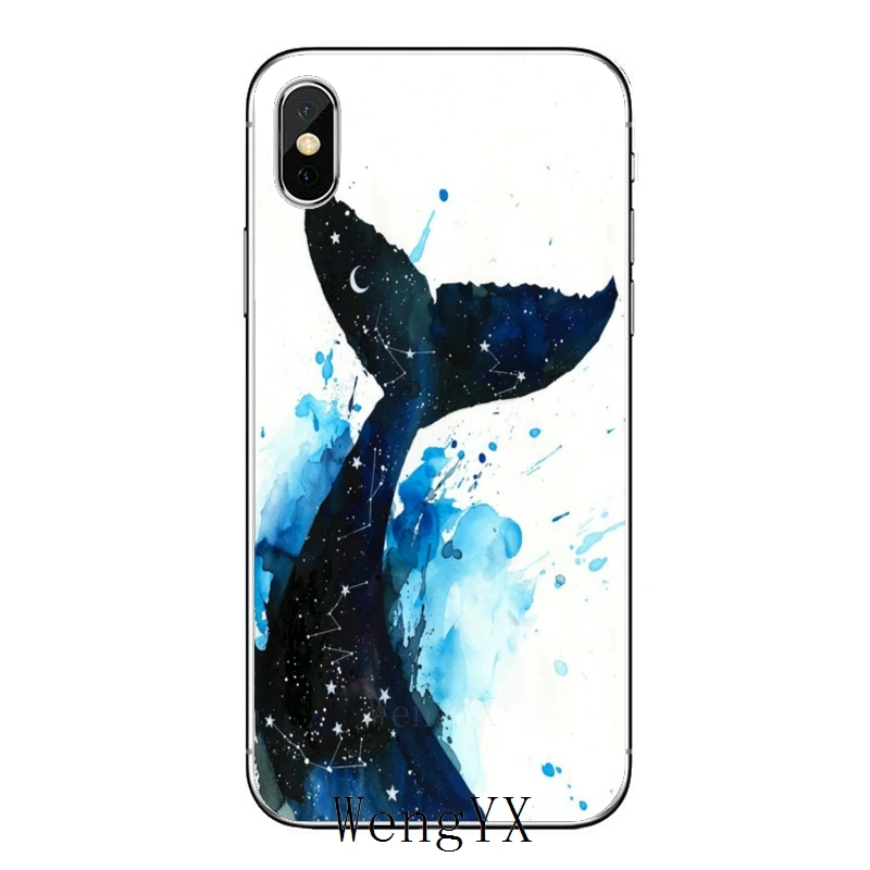 Чехол для iPhone 12 Mini 11 Pro Max XS XR X 8 7 Plus 6 6S 5 5S SE 2020 с акварельным принтом и китами |