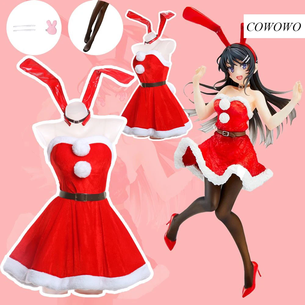 

Аниме! Seishun Buta Yarou Wa Bunny Girl Senpai No Yume Wo Minai Sakurajima Mai рождественское красное женское платье, новинка 2021