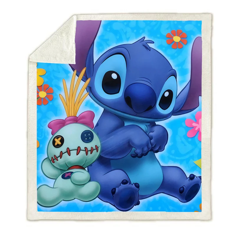 Флисовое одеяло с 3D принтом плюшевое покрывало из мультфильма Лило и Ститч шерпы