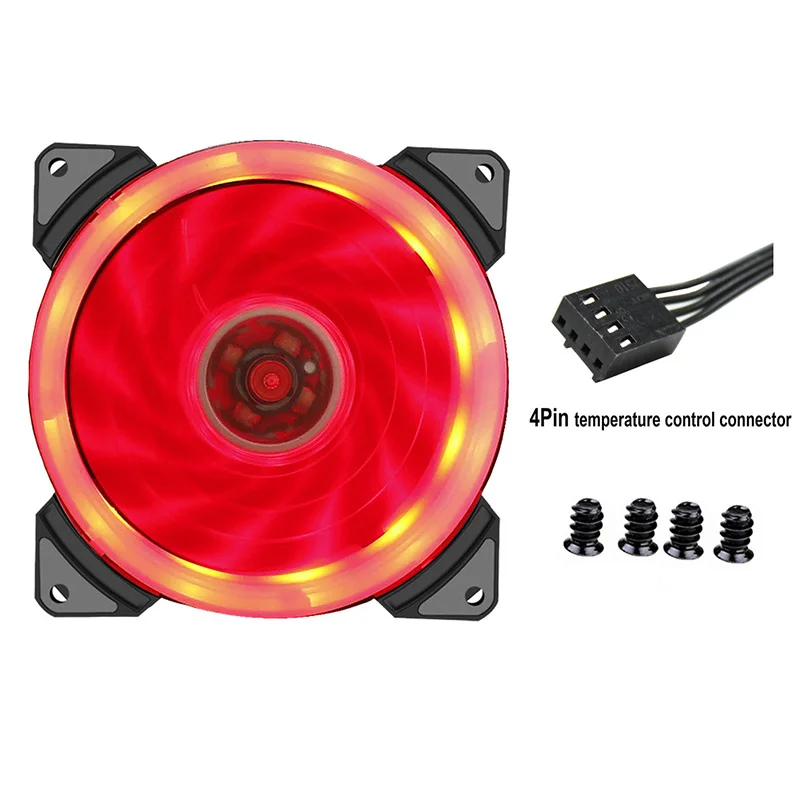 5Pcs Younuon LED Light 92mm 12V 4Pin/3Pin 9225S 92x92x25mm PC Case Cooler Cooling Fan 90mm Computer GPU Cooling Fan - Цвет лезвия: 5pcs Red-4PIN