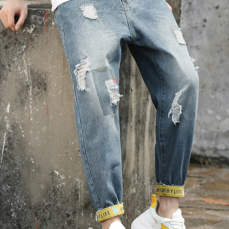 

FAVOCENT 2019 New Men's Jeans Autumn Fashion Loose Ankle-Length Harem Pants Japanese Style Streetwear Hip-Hop Classic Trousers