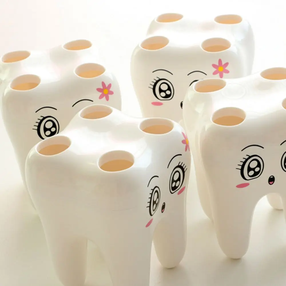 Держатель для зубных щеток в виде мультяшного зуба 4 отверстия|Наборы