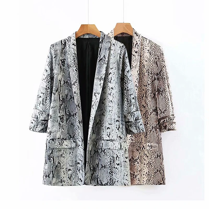 Элегантный женский блейзер из змеиной кожи офисные женские куртки с v образным