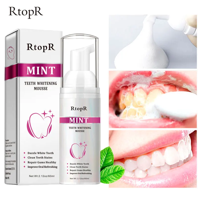 

RtopR Teeth Whitening Mousse Toothpaste Remove Plaque Stains Fresh Shining Bad Breath Tooth Oral Hygiene Cleaning Dental Tool