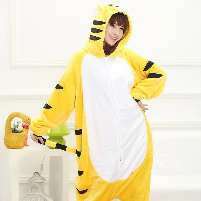 

Kigurumi Tiger Pajama Adult Animal Onesie Women Men Couple 2020 Winter Pajamas Suit Sleepwear Flannel Pijamas