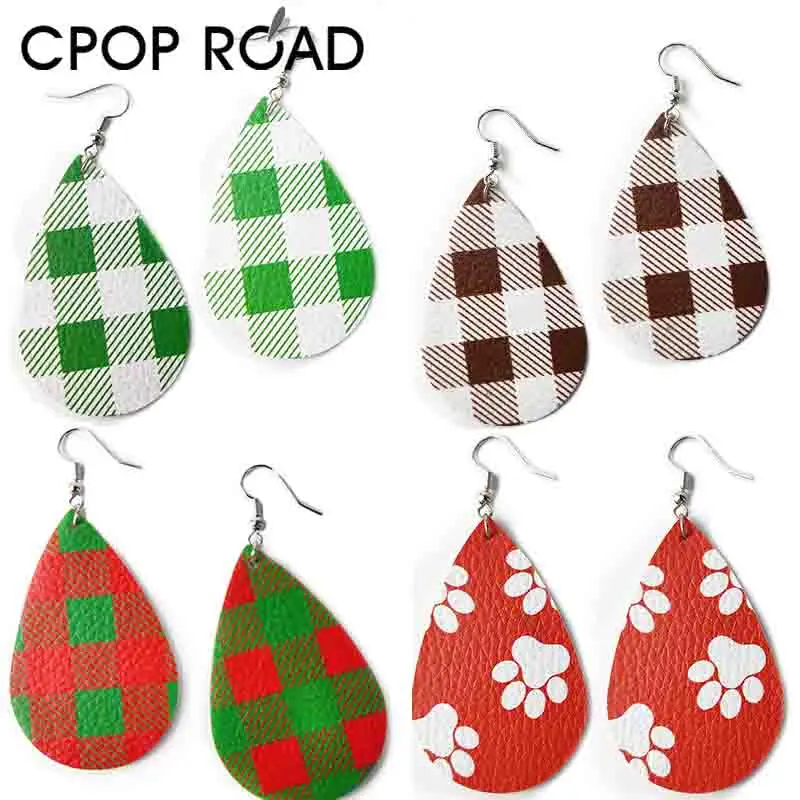 Женские винтажные серьги из искусственной кожи с цветочным принтом Cpop цветная