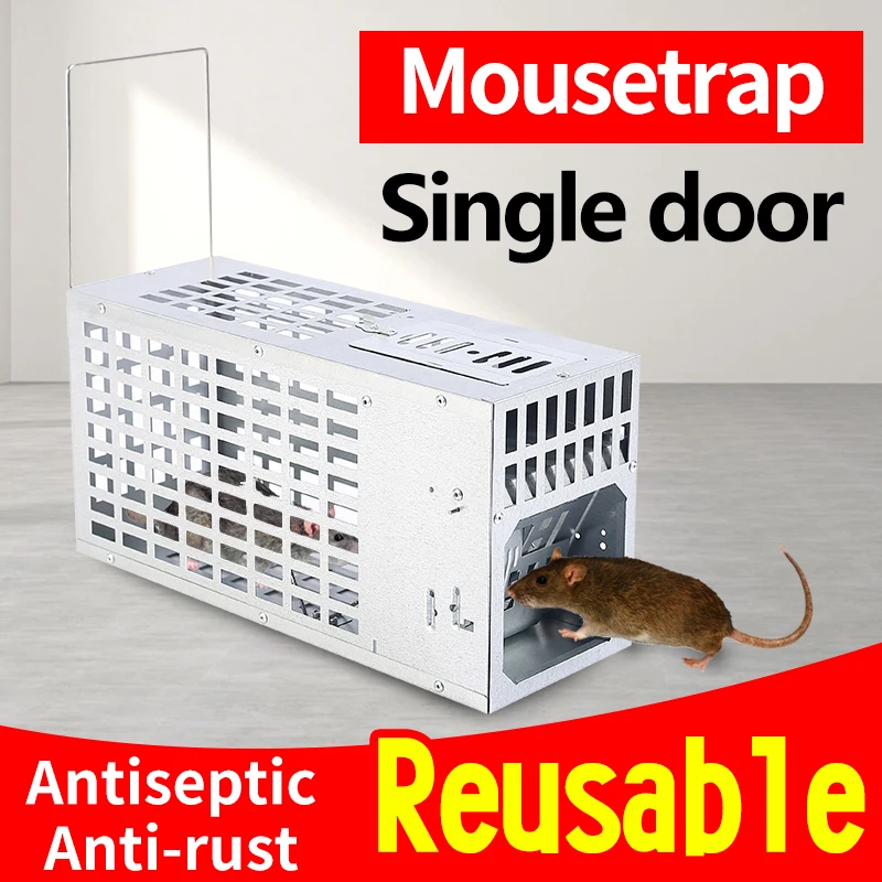 

Household Rat Trap Reusable Metal Mousetrap Self-locking Rat Cage Humane Live Mouse Trap For Indoor Outdoor Pest Control