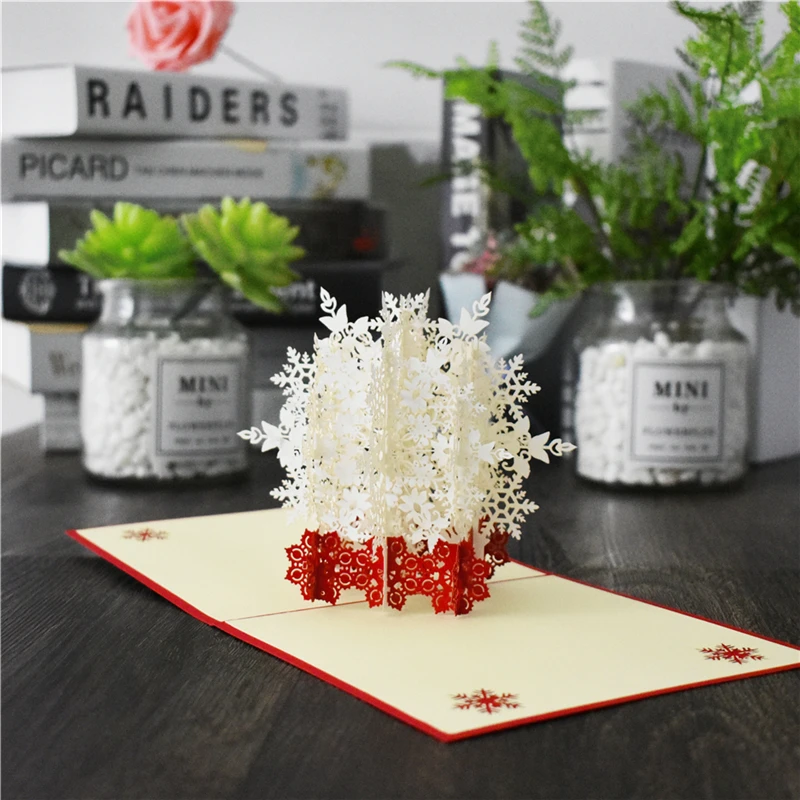 10 упаковок 3D снежинки всплывающие открытки Рождественские подарки Счастливого