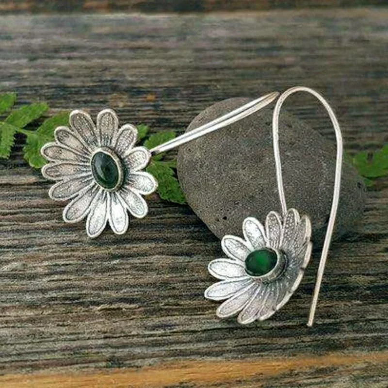 Earring E687 Boho Этнические каучук зеленого цвета Камень Висячие серьги для женщин Индийский Племенной Винтаж Серьги pendientes mujer moda Z4E680 - Окраска металла: Earring E687