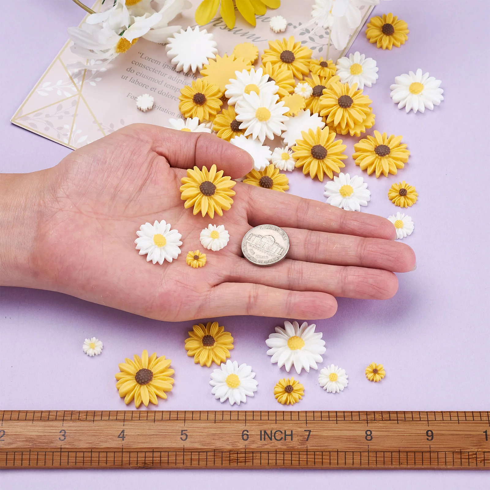 160 шт. 9/13/22/26 мм кабошоны из смолы с ромашками и плоским основанием украшения для