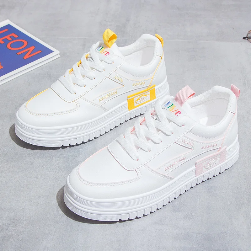 

Женские кроссовки на платформе, Повседневная дышащая удобная обувь для ходьбы, на платформе, белые