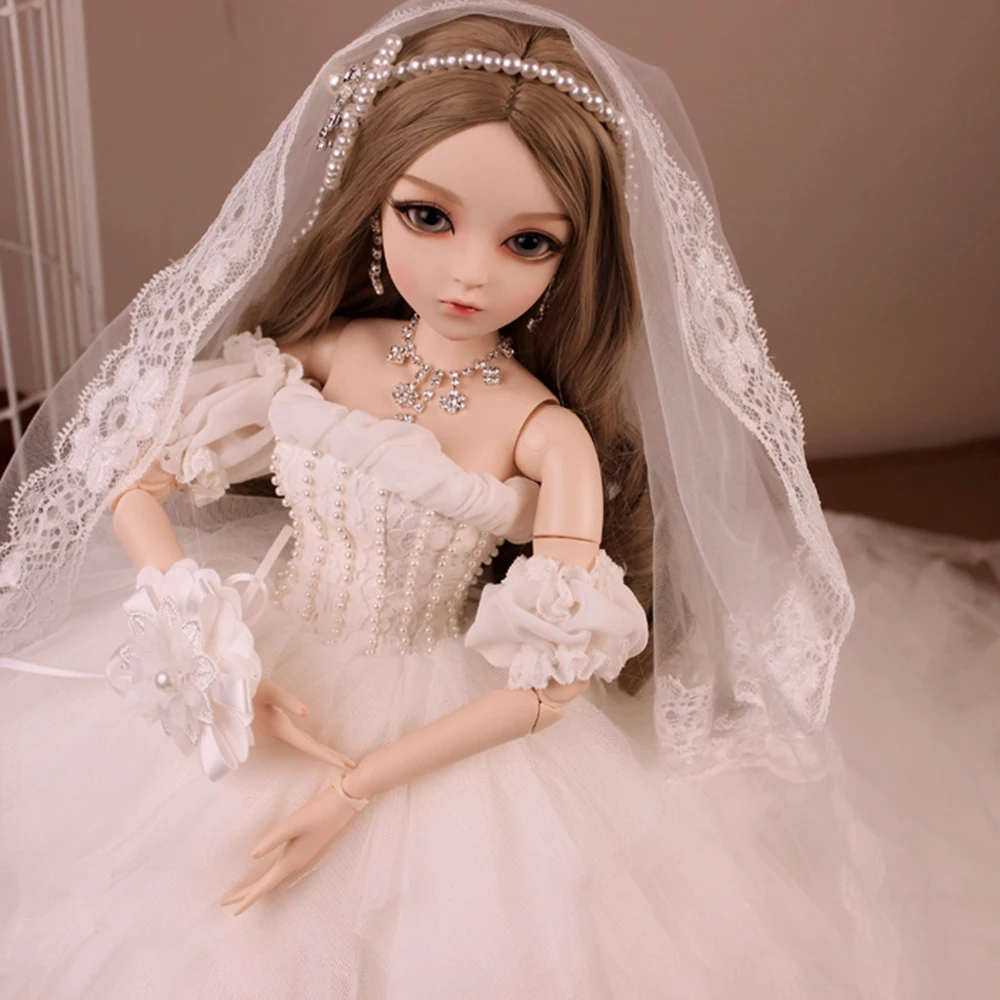 EVA BJD 1/3 невесты кукла ручной работы макияж 24 дюйма 60 см белое платье + стеклянные