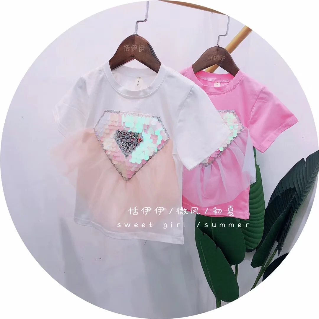 Футболка для девочек Летняя Новинка 2020 года Детская рубашка с короткими рукавами