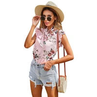 new style european and american casual printing bow tie shirt tops pullover lace pink flowers womens t shirt women clothes