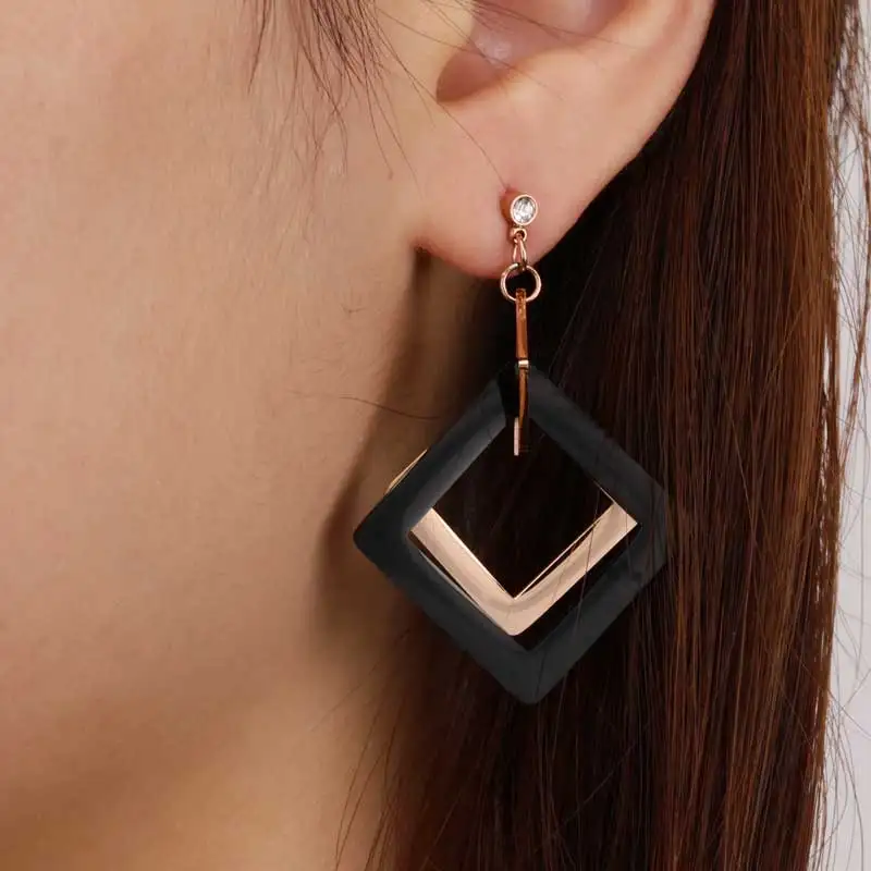 Серьги-подвески женские из нержавеющей стали розовое золото | Украшения и