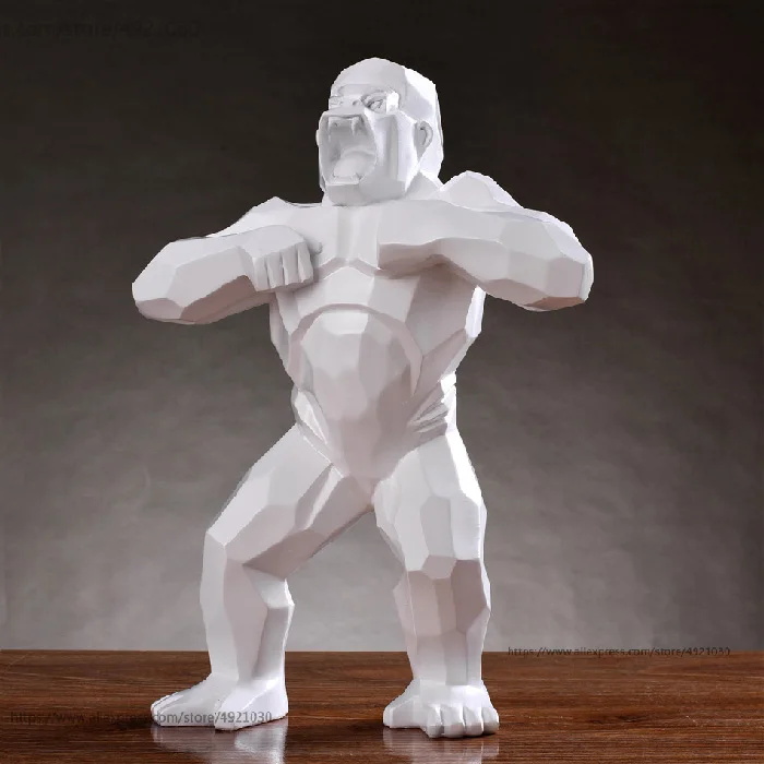 white 1" Большое Искусство ремесло животное король конг череп Горилла Статуэтка обезьянки геометрические творческие украшения Смола Коллекционная для модели - Цвет: white