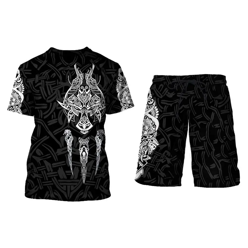 

Harajuku red T-shirt shorts suit men summer 3D printing Knights Templar t-shirt + shorts fashion street casual hip-hop clothing