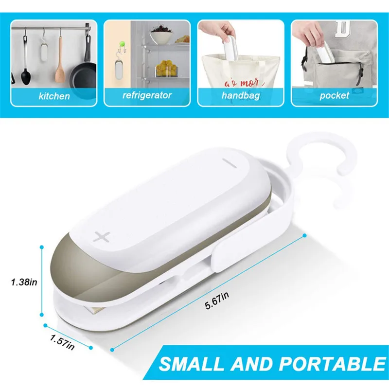 

Kitchen Mini Bag Sealing Machine Vacuum Food Sealer 2 in 1 Heat Sealer Handheld Portable Bag Sealer Packaging Machine
