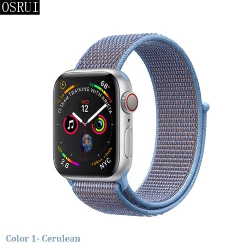 1- Cerulean Спортивный ремешок-петля для apple watch 4, 5, 3, 44 мм, 40 мм, correa, 42 мм, 38 мм, iwatch, браслет, дышащий, apple, Аксессуары для часов - Цвет ремешка: 1- Cerulean